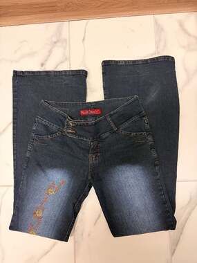 Vintage Koldan's Y2K Dark Wash Embroidered Wide Leg Flare Jeans